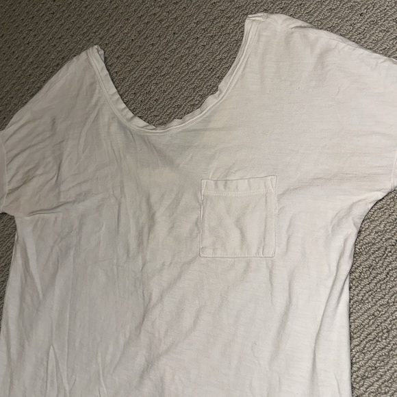 James Perse Scoop Back Pocket Tee 100% Cotton 3/4 Sleeve Side Slit White 1 Small - Picture 3 of 7